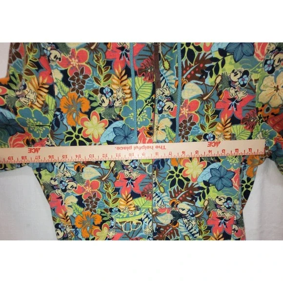 Walt Disney World Minnie Mouse Hawaiian Floral Colorful Hoodie Sweatshirt Medium - Picture 8 of 14